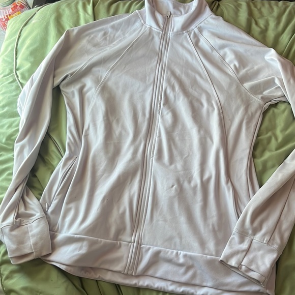 White Athletic Zip up! - Picture 1 of 2